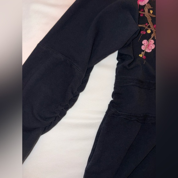 Johnny Was Embroidered Floral Zip-Up Hoodie Jacket in Black Pink Yellow – Large - Picture 11 of 16